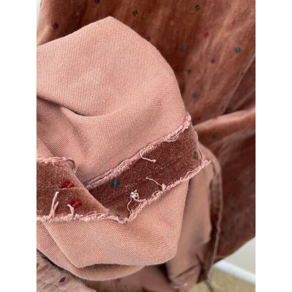 Vintage 70s Womens Dress Sz M Velvet Boho Hippie Sack Witchy Velour Festival - Picture 6 of 8